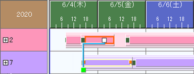 紐付け先の作業を選択中