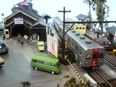 旧大塚本町駅〔1975年(昭和50年)にさがみ野駅に移設改称。駅舎はかしわ台駅東口駅舎となった〕のジオラマ