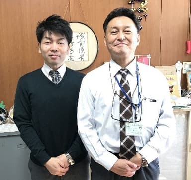 (左) RIZAP医療・法人連携ユニット　松崎／(右) 田無小学校　本名(ほんな)校長