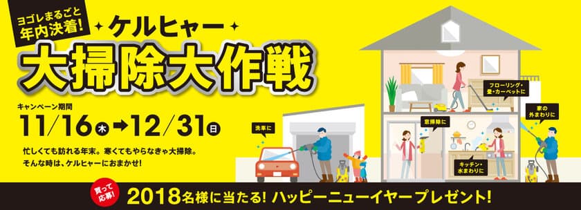 合計2018名にケルヒャー製品などが当たる！
 ケルヒャー大掃除大作戦キャンペーン応募締め切り迫る！