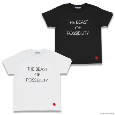 「機動戦士ガンダムUC」BE@RBRICK付き限定Tシャツ　THE BEAST OF POSSIBILITYロゴ柄