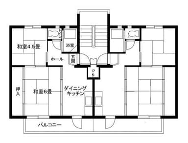 対象住戸間取図(1ユニット＝2戸分)