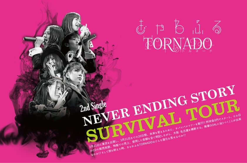 アイドルがCDの売上のみで東名阪をまわるツアー開催
　所持金0円からスタートし、20日間でゴールを目指す！