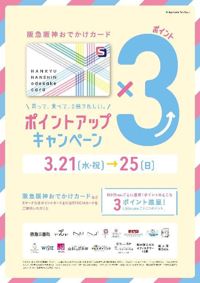 いつもより3倍おトク！エビスタ西宮
「阪急阪神おでかけカード3倍ポイントキャンペーン」を実施！