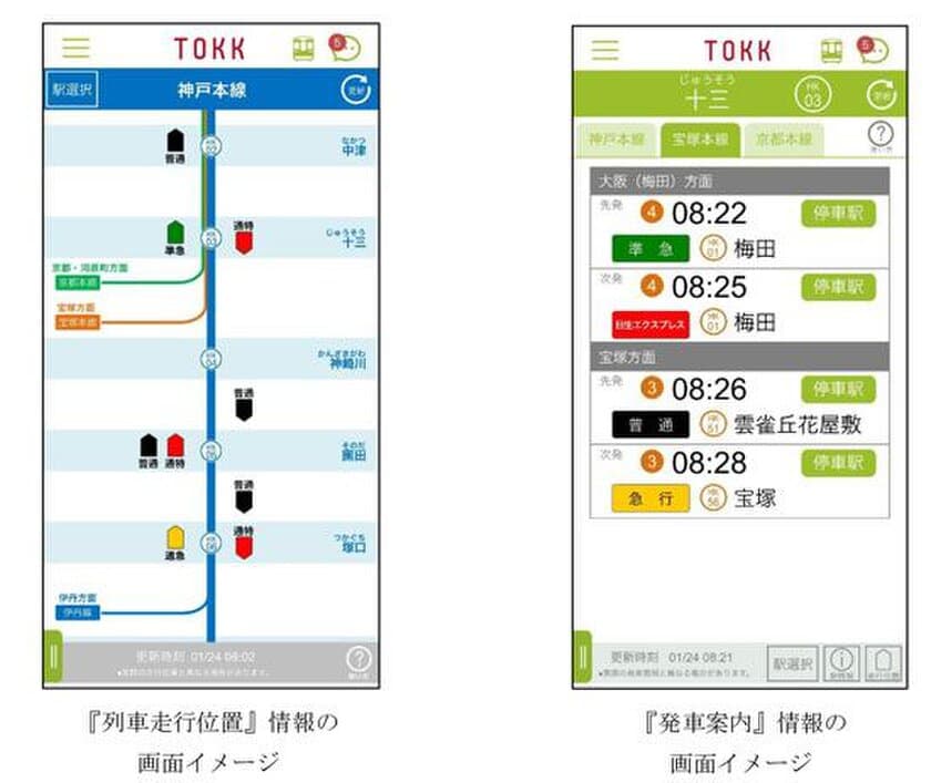 ～阪急電車公式アプリ「TOKKアプリ」の列車運行情報をより充実～
『列車走行位置』と『発車案内』の情報提供を新たに開始します