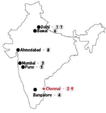 インド国内 9 拠点