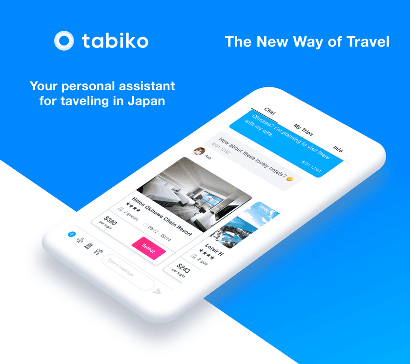 訪日観光客向けチャットコンシェルジュアプリ
『Tabiko』10万ダウンロード突破 - 
旅行のガイドからあらゆる予約を一つのアプリで簡単に！