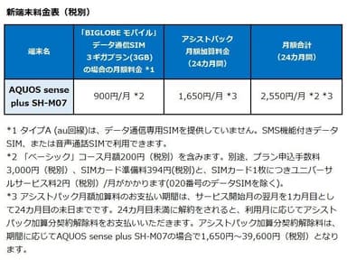 新端末料金(税別)