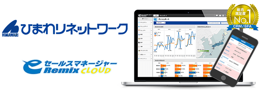 ITツールバラバラ問題解決のために
営業支援システム(CRM/SFA)
「eセールスマネージャーRemix Cloud」を導入　
残業削減と売上予算達成を両立した
ひまわりネットワーク株式会社の事例公開
～業務の見える化で営業事務作業を月60.5時間削減～