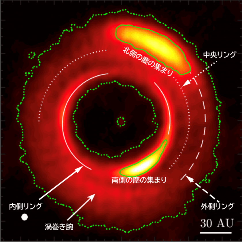 工学院大学・武藤恭之准教授らの国際研究チームが
アルマ望遠鏡を用いて
多彩な構造を持つ惑星誕生現場の高解像度撮影に成功