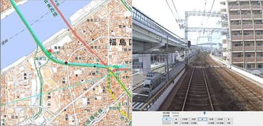 走行動画の表示イメージ（国土地理院電子国土基本図をもとに作成）