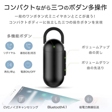 ビジネス向けBluetooth片耳イヤホン QCY-Q12BK(3)