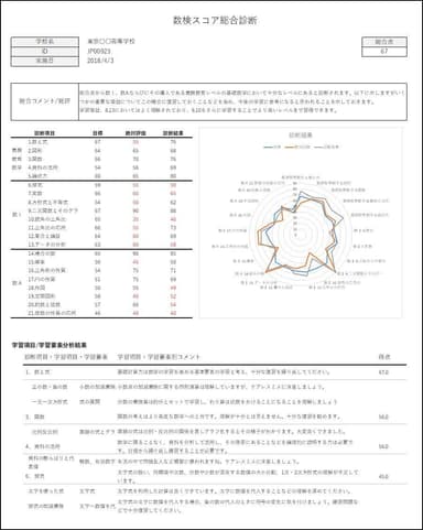 「数検スコア総合診断」診断結果(個人)の画面サンプル