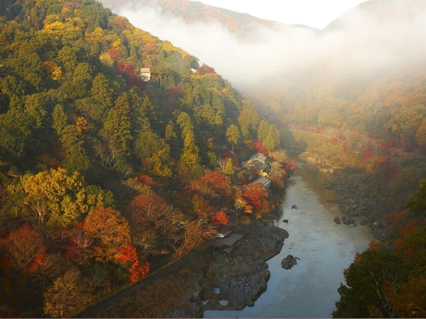 星のや京都（京都市・嵐山）
1日1組限定、紅葉に彩られた世界文化遺産の街を巡る空の旅
「紅葉ヘリクルーズ」プログラム開催
期間：2018年11月20日～12月5日