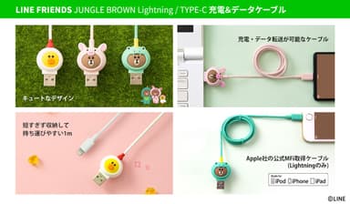 LINE FRIENDS ジャングルブラウンシリーズ充電ケーブル 特徴