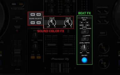 3種類の「BEAT FX」と4種類の「SOUND COLOR FX」でエフェクトを使った本格的で多彩なDJプレイが可能