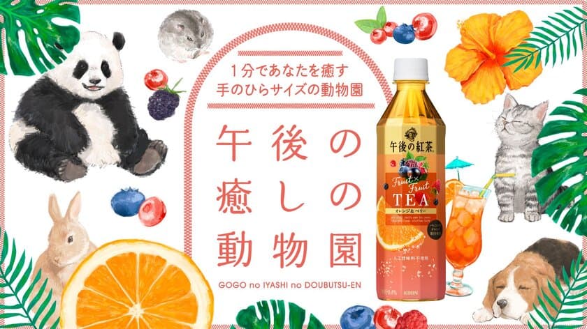 キリンビバレッジ史上初！
スマートフォンで遊べる「午後の癒しの動物園」開園！
「午後の紅茶 Fruit×Fruit TEA オレンジ＆ベリー」新発売