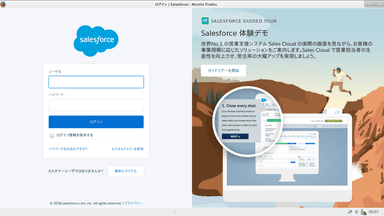 キオスクモードでのSalesforceログイン画面