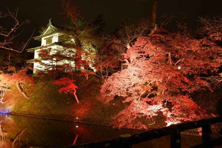 約2,600本の桜が赤く染まる紅葉をライトアップ！
青森県弘前市『弘前城　菊と紅葉まつり』10/19～11/11開催