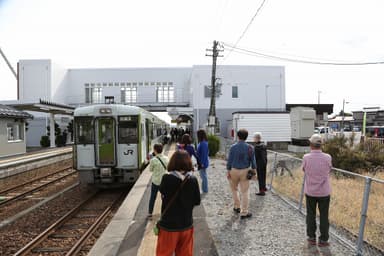 途中の駅で休憩