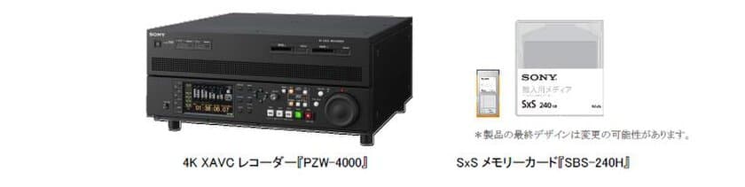4K映像の高画質を維持しながら、従来比約１/3に圧縮可能なビデオフォーマットに対応
運用効率を大幅に改善する4K XAVCレコーダー『PZW-4000』を発売
～4Kファイル搬入に適した本機専用メディア　SxSメモリーカードも発売～
