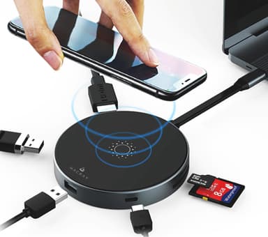 USB-C拡張ハブ+Qi対応ワイヤレス「7in1 USB-C Hub + Wireless-charger」充電器