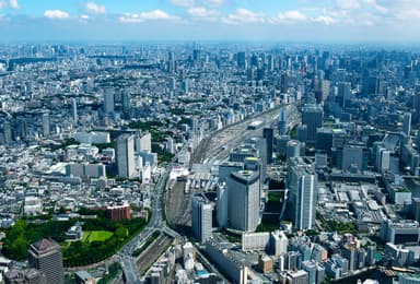 航空写真(品川駅付近より田町駅方向を望む)