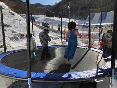 子どもたちに大人気トランポリン登場