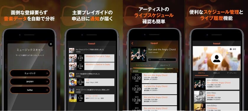 20,000アーティスト以上の音楽ライブデータベースから
ユーザの嗜好に一致したライブ情報を通知するアプリ登場！