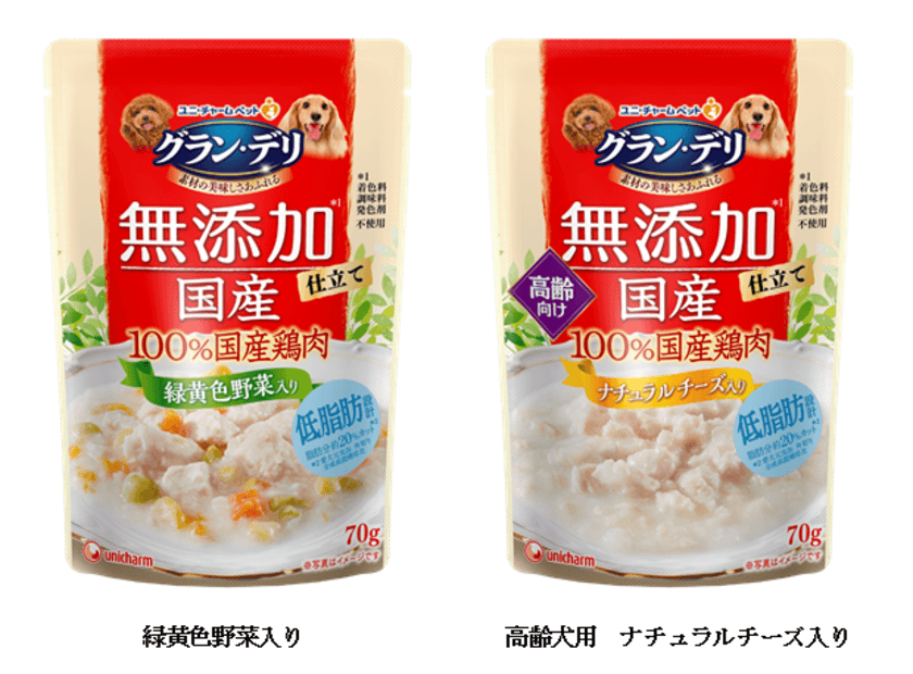 無添加※で、100％国産鶏肉を使用、
素材の旨味をしっかり残した
『グラン・デリ 無添加仕立て 国産パウチ』
2019年3月18日全国にて新発売