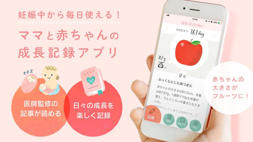 妊娠中から使用できる"成長記録アプリ"を3月26日から提供　
「DOHaD説」に着目した母子の身心をケアするコンテンツを導入