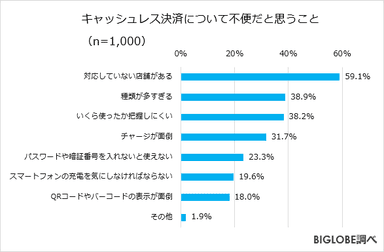 キャッシュレス決済について不便だと思うこと