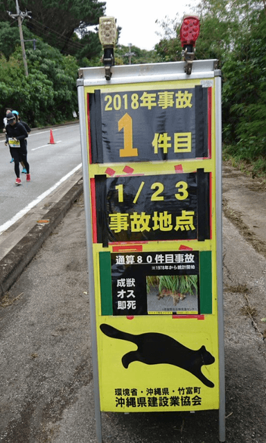 交通事故が起きた場所にはこのような看板がある