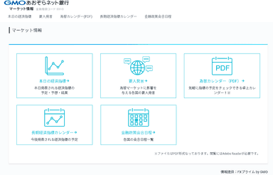 GMOあおぞらネット銀行 マーケット情報