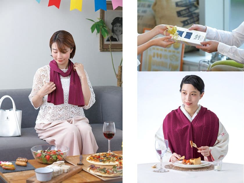 着物での食事にも便利な和洋両用エプロン「Table with」が
歌舞伎座売店「かおみせ」にて4/23～6/30の期間で限定販売