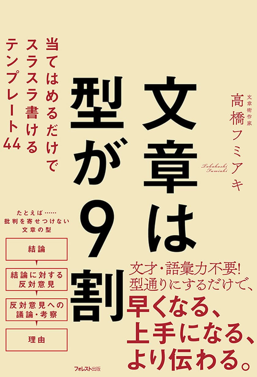 文章に苦手意識がある方の解決本！『文章は型が9割』刊行
　型に当てはめるだけでスラスラ書けるように