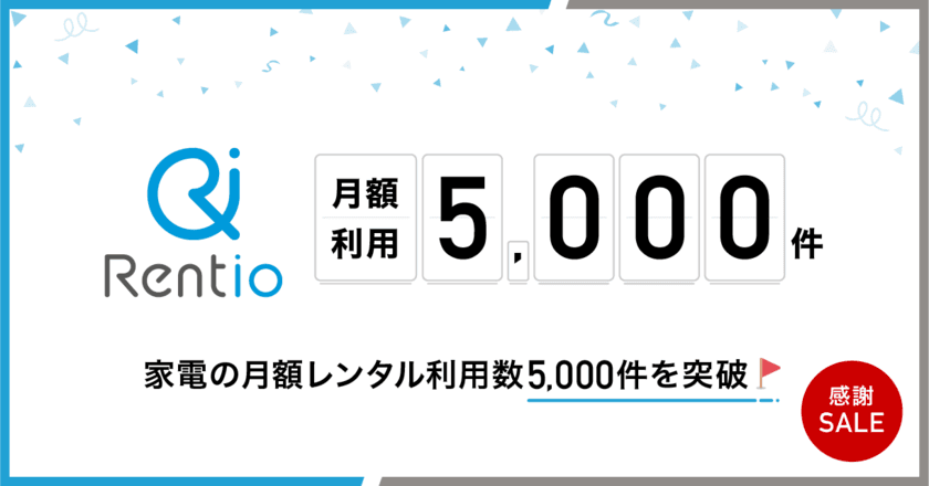 最新家電がまるで自分の持ち物に　
カメラ・家電のレンタルサービス「Rentio」
月額プラン注文5,000件を突破