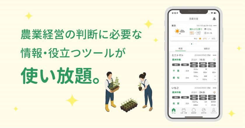 セラク、農業経営に役立つ新サービスアプリ「営農支援」をリリース