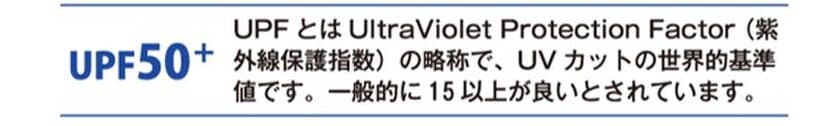 紫外線を強力にガード！夏のレジャーに欠かせない機能を備えた
UVカットウェアシリーズ『UPF50+』発売開始