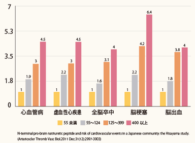 グラフ3：NT-proBNP検査と脳血管疾患の相関性