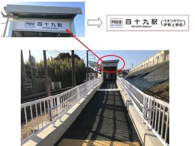 四十九駅の玄関駅名標