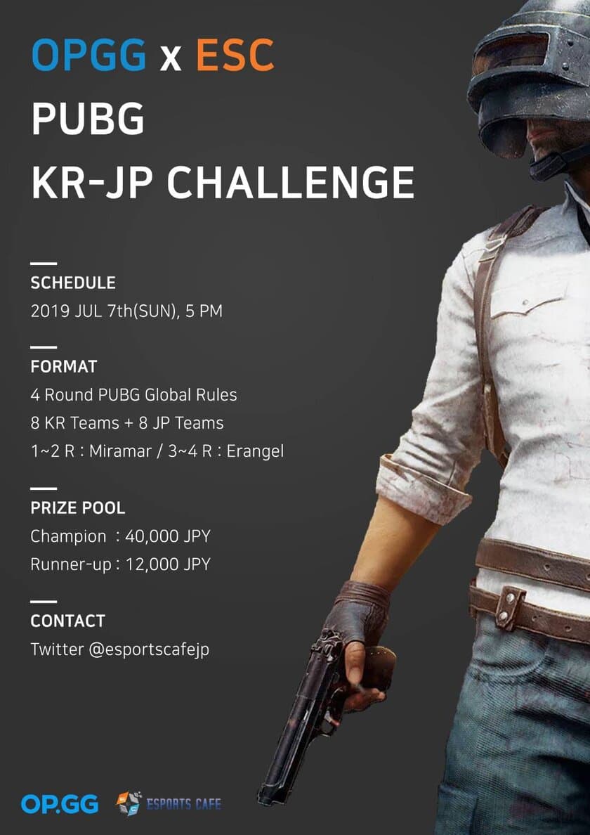 OPGGが日韓PUBG交流戦
「OPGG x ESC PUBG KR-JP Challenge」を開催