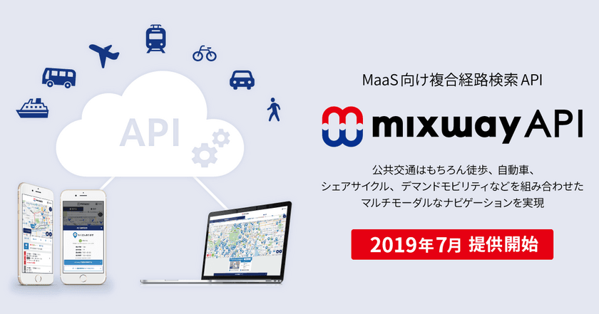 日本初(※) のMaaS向け複合経路検索API
「mixway API」を7月提供開始！
デマンドモビリティの経路検索やフリーパスの料金計算も実現