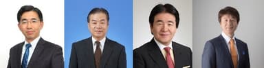 左から　楽天銀行株式会社　代表取締役社長 最高執行役員　永井 啓之様、一橋大学大学院　藤田 勉特任教授、弊社経営諮問委員　竹中 平蔵、弊社代表取締役社長 CEO　安藤 正弘