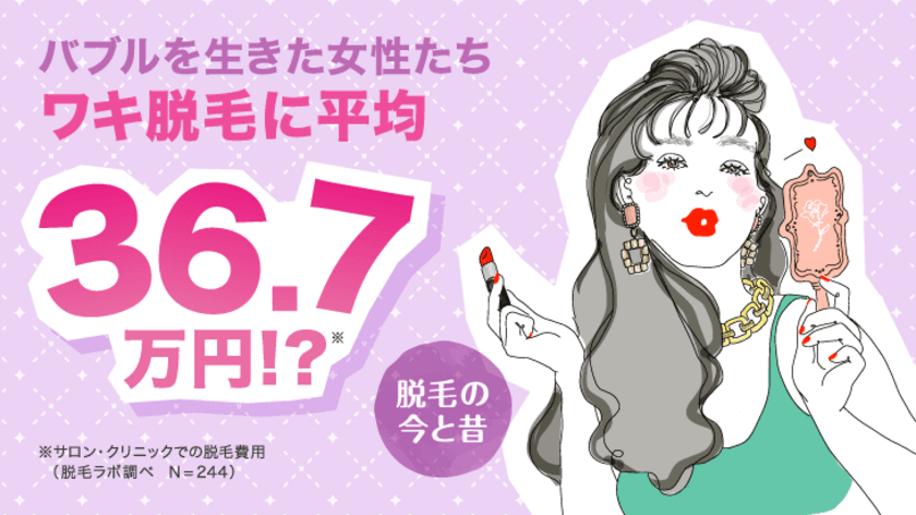 バブルを生きた40～50代女性300人を調査！
ワキ脱毛だけで平均36.7万円！？「今の時代がうらやましい！」