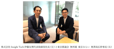 株式会社 Insight Tech 伊藤友博代表取締役社長(左)と東京都議会 無所属 東京みらい 奥澤高広幹事長(右)