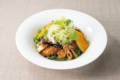 香味野菜ときのこの生姜醤油 鶏の唐揚げ