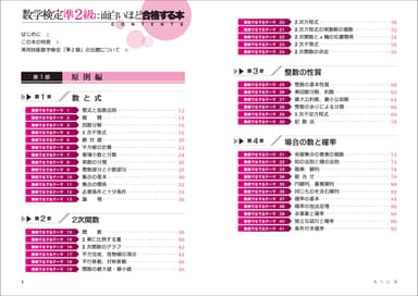 『数学検定準2級に面白いほど合格する本』もくじ1