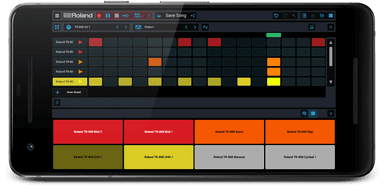 リズムマシン「TR-808」の配色にカスタマイズした「リズム・エディター」画面