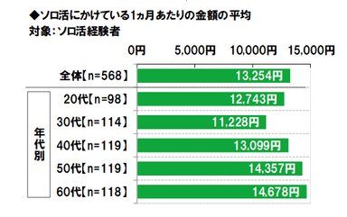 ソロ活にかけている1ヵ月あたりの平均金額